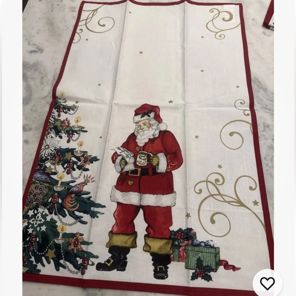 Williams Sonoma ‘Twas The Night Before Christmas Santa Set of 2 Kitchen Towels